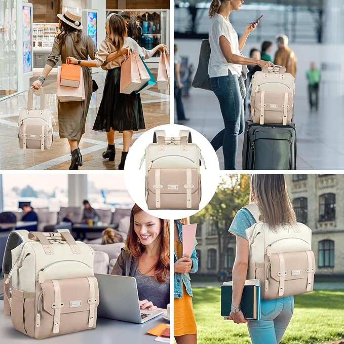FALANKO Backpack for Women, 15.6 Inch Laptop Backpack with USB Charging Port, Water Resistant Work College Computer Teacher Nurse Doctor Backpack Bookbags Office Business Backpacks