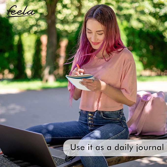 feela 16 Pack Soft Cover Journal Bulk, Lined Notebooks College Ruled for Work for Women Girl Writing, Blank Travel Journal Note Taking Notebook School Business Supplies, 8.2” x 5.5”, A5, Light Blue