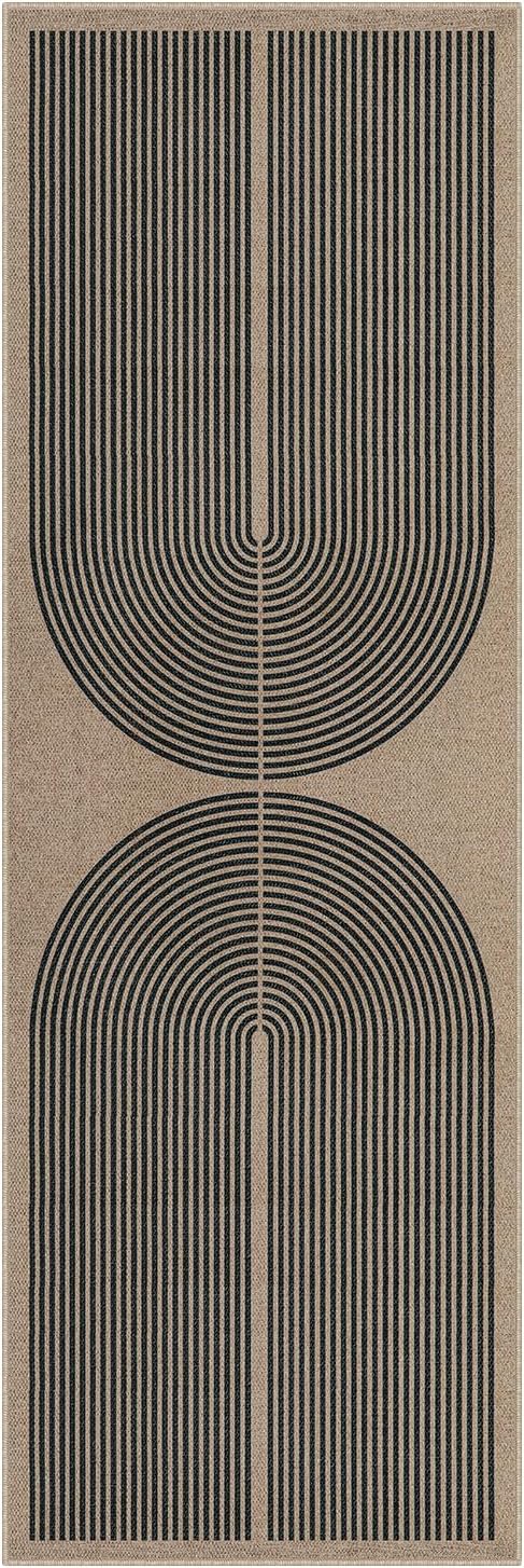 Lahome Modern Rainbow Easy Jute Outdoor Runner Rug, 2x6 Runners for Hallways Washable Laundry Room Rug, Farmhouse Non Slip Indoor Outdoor Carpet for Kitchen Floor Entryway