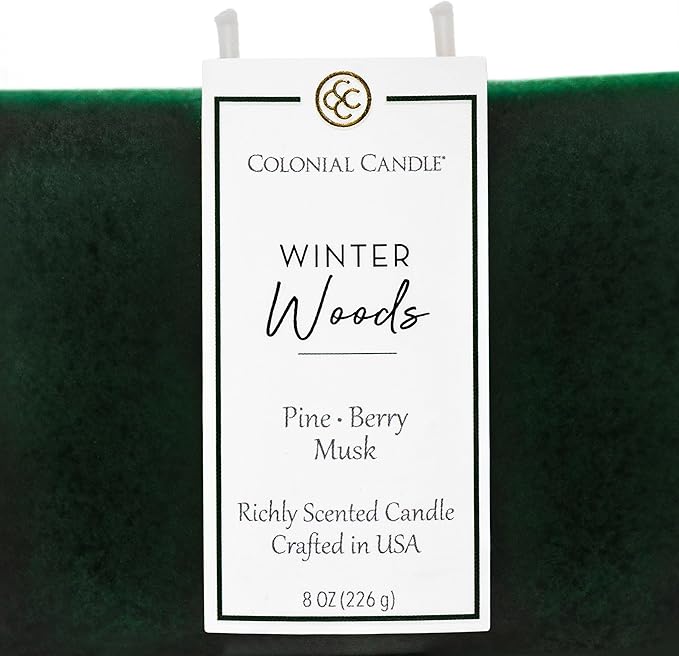 Colonial Candle Winter Woods Scented Candle Jar, Highly Fragranced Candles for Home Scented, Mottled Wax Candle, 2 Wick, 8 oz - Made in The USA