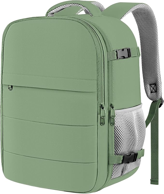 HOTOR Travel Backpack - Flight Approved Travel Bag for Men and Women, Carry on Luggage for 15.6" Laptop and Travel Essentials for Work, Business, Weekender, College 11.8"x7.9"x17.3" (Green)