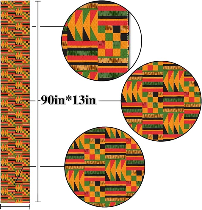 Nepnuser African Print Table Runner 90 Inches Long Afro African American Tribal National Holiday Party Decoration Home Kitchen Dining Room Decor