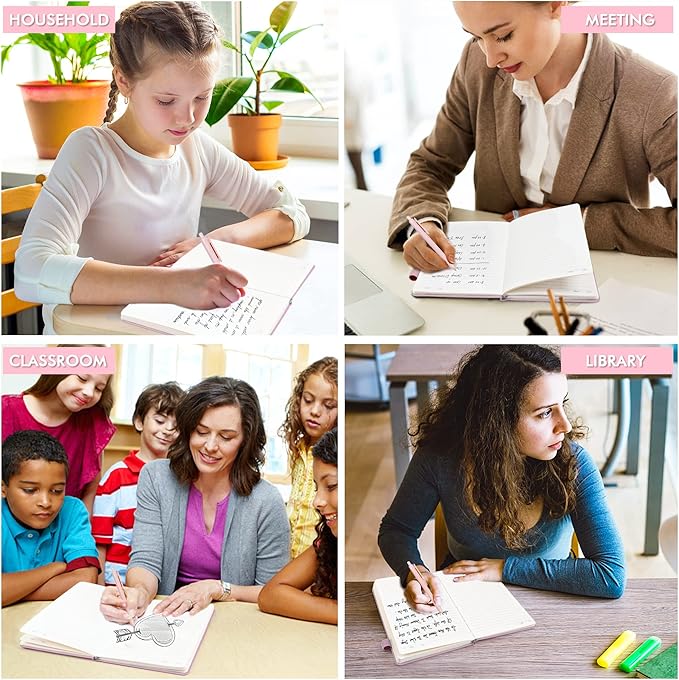 feela 24 Pack Journal Notebook Bulk for Work, Business Notebook Hardcover Lined Writing Journal with Pen Holder for Men Women Note Taking, with 24 Black Pens, 120 GSM, 5.1”x8.3”, A5, Rose Pink