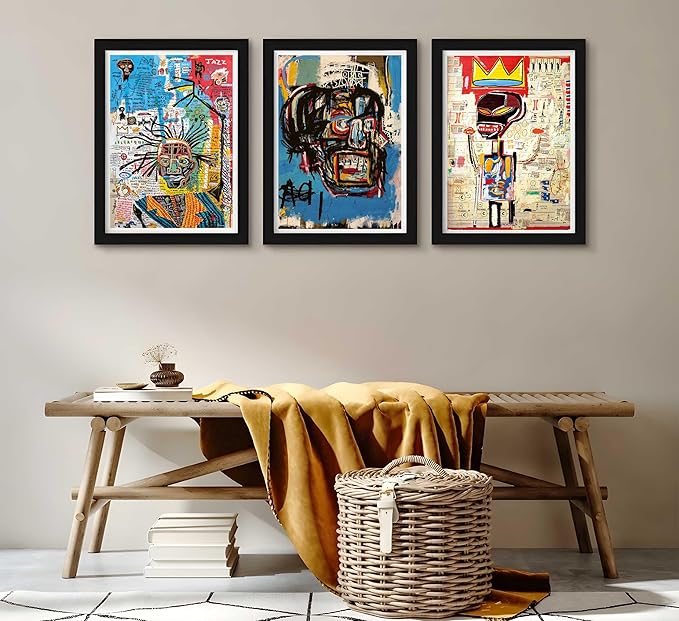 3 Pieces of Street Art Blue Graffiti Wall Decor Prints Modern Artist Aesthetics Canvas Painting Artwork Abstract Picture Poster Man Cave Living Room Bedroom Bathroom Office Home Decorations Unframed