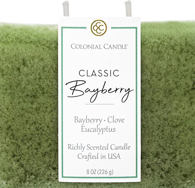 Colonial Candle Bayberry Scented Candle Jar, Highly Fragranced Candles for Home Scented, Mottled Wax Candle, 2 Wick, 8 oz - Made in The USA