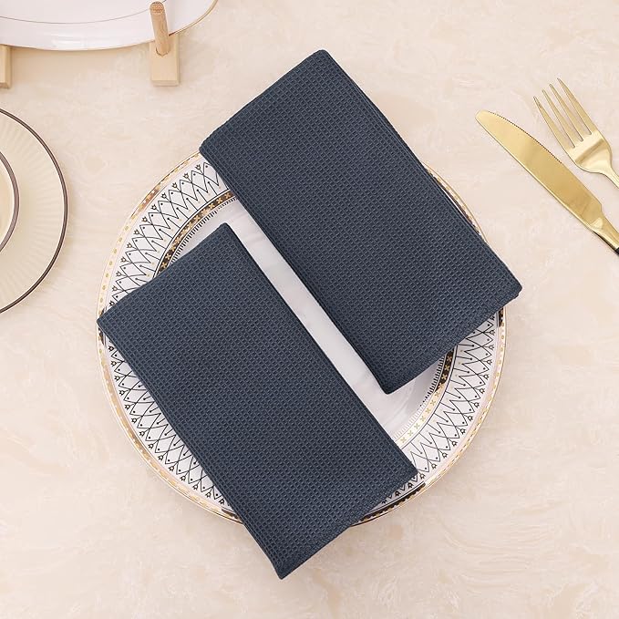 Homaxy 100% Cotton Waffle Weave Kitchen Towels - 6 Pack Soft and Absorbent Dish Towels - 16 x 26 Inches Quick Dry Hand Towels - Dark Grey