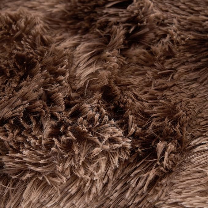 MorroMorn 5 PCS Shaggy Duvet Cover Bedding Set - Fluffy Comforter Cover Long Faux Fur Luxury Ultra Soft Cozy (Marble Brown, Full/Queen)