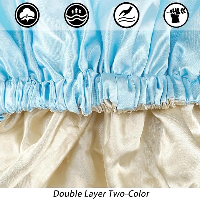 Satin Bonnet Silk Bonnet Hair Bonnet for Sleeping-Slouchy Beanie Hat Satin Sleep Cap for Women's Natural & Curly Hair(Blue)