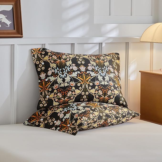 mixinni Duvet Cover Twin XL Size, Cotton Percale Farmhouse Bedding Sets Soft Aesthetic Flowers Plants Comforter Cover for All Season, 3 Pieces Cute Floral Bedding Comforter Set for Women-Twin XL