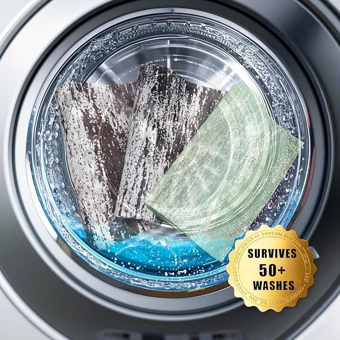 HDFK Graffiti Bath Mat | Non Slip Water Absorbent Quick Dry Woven Floor Mats | Thin Machine Washable Modern Shower Rug | Low Pile Profile Small Vanity Room Bathroom Rugs | 24x17.7 Inch Sage Green