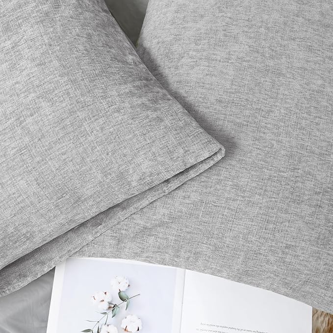 CaliTime Throw Pillow Covers Decorative 20 X 26 Inches Pack of 2 Cozy Chenille Standard Pillow Shams Cases for Couch Sofa Bed Living Room Home Moonbeam Gray