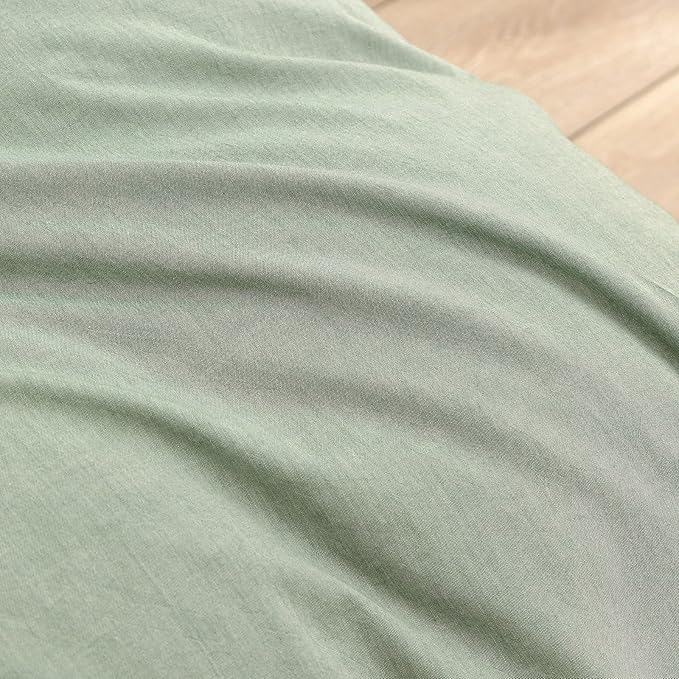 BESTOUCH Duvet Cover Set 100% Washed Cotton Linen Feel Super Soft Comfortable Chic Lightweight 2 PCs Home Bedding Set Solid Green Twin/Twin XL