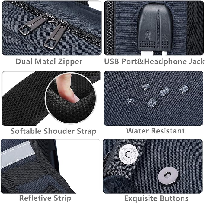 HFSX Laptop Backpack Women Men College Backpacks Bookbag Vintage Backpack Book Bag Water Resistant fit 15.6 Inch Laptop Blue