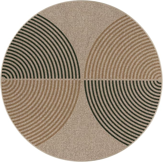 Lahome Modern Rainbow Round Rug, 6ft Easy Jute Circle Patio Rug Washable Indoor Outdoor Rugs for Living Room, Farmhouse Natural Round Area Rug Contemporary Carpet for Entryway Backyard