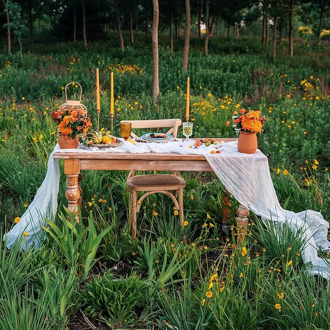 3 Pieces Table Runners White Cheesecloth Table Runner for Wedding Decorations 10FT Cheese Cloth Table Runner Rustic Sheer Table Runner for Wedding Bridal Shower Birthday Party Boho Table Decorations
