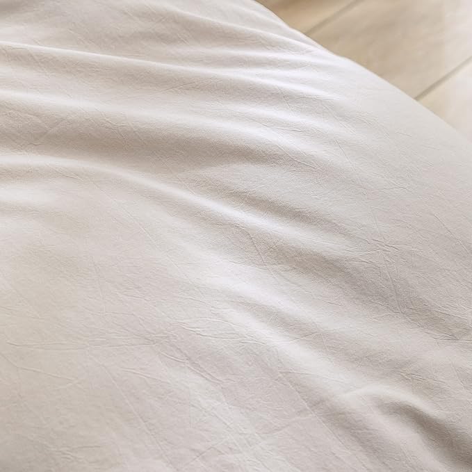 BESTOUCH Duvet Cover Set 100% Washed Cotton Linen Feel Super Soft Comfortable Chic Lightweight 3 PCs Home Bedding Set Linen Grey King