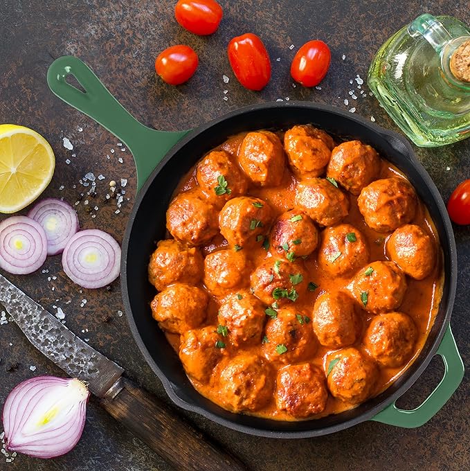 Utopia Kitchen Cast Iron Frying Pan 10.25 Inch, Cast Iron Chefs Pan, Pre Seasoned Skillet, Safe Grill Cookware for Indoor & Outdoor Use, Green