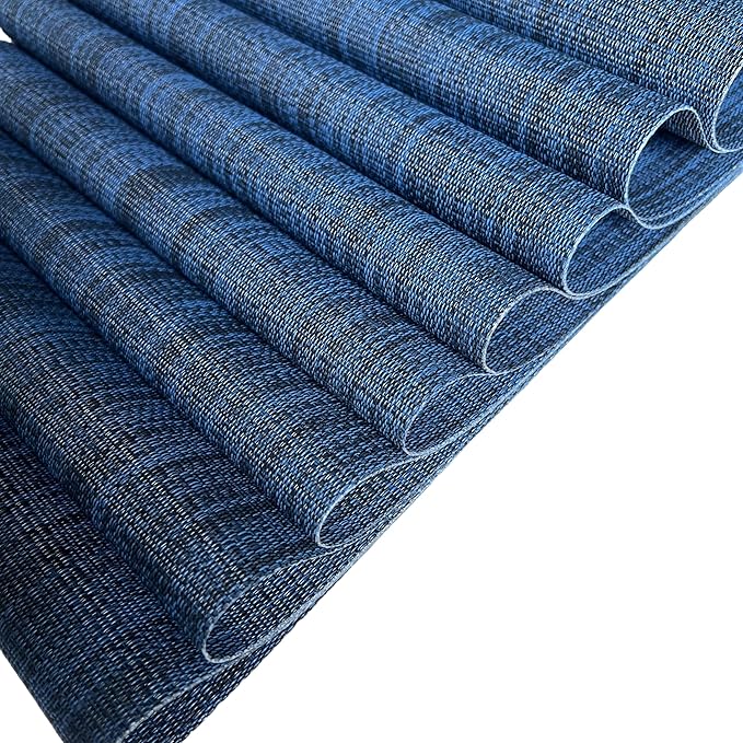 WAZAIGUR Placemats Set of 8 for Dining Table Heat-Resistant Washable Place Mats Woven Vinyl Kitchen Table Mats Easy to Clean,Navy Blue