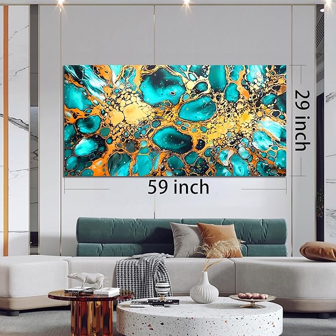 LAOTOART Abstract Canvas Wall-Art for Office - Large Wall Art for Living Room - Teal Wall Decor Ready to Hang Size 29" x 59"