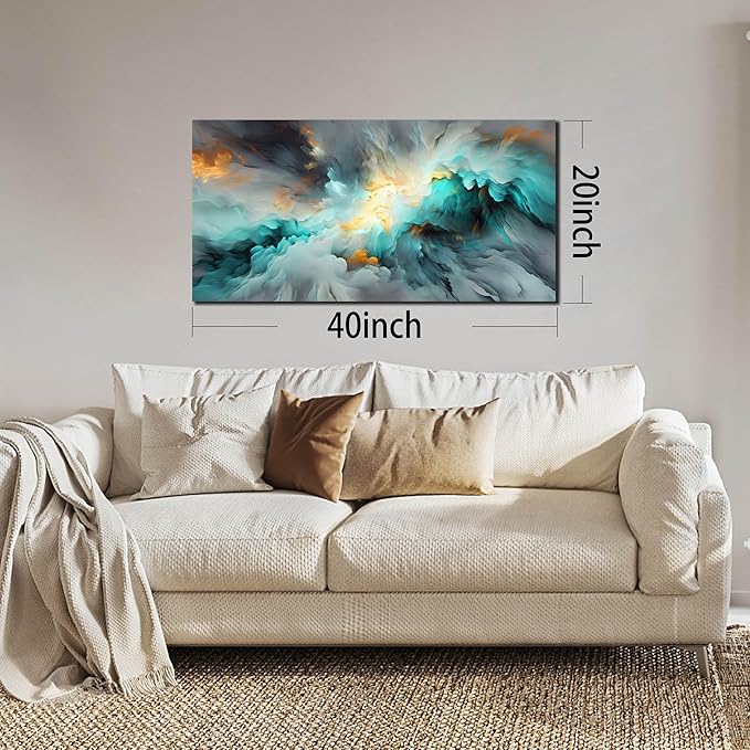 LAOTOART Abstract Posters Home Wall Decor for Living Room - Modern Teal Wall Art for Bedroom Office Decor Size 20" x 40"