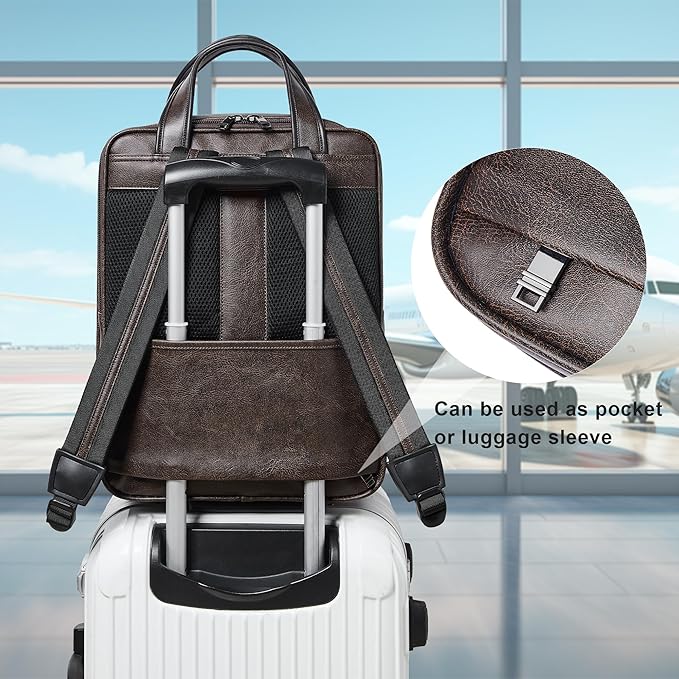 Shrrie 15.6" Laptop Backpack,Business Work Backpack Briefcase,Durable Computer Backpack for Office,Travel,College,Two-toned Coffee