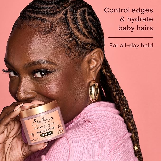 Shea Moisture Define & Shine Edge Gel + Flaxseed Coconut & Hibiscus Holds and Controls Edges All Day Infused With Glycerin, Coconut Oil and an Invigorating Sweet Scent Paraben-Free Hair 3.5 OZ