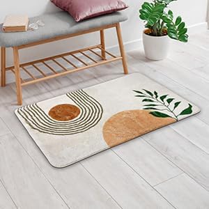 17"X35" Boho Bath Rugs for Bathroom Decor Non-Slip Bath Mat Absorbent Plush Microfiber Soft Carpet Machine Washable Bath Mat for Living Room,Showers,Laundry Room,White