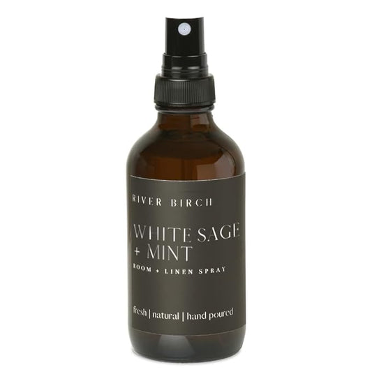 River Birch White Sage + Mint Scented Linen and Room Spray | Home Fragrance | 4 oz Glass Amber Bottle | Luxury Signature Scent | Handmade in Texas