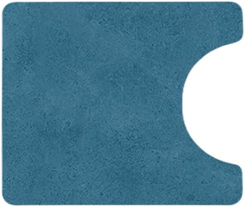 Toilet Rug, Thin Toilet Rugs U Shaped Washable Non Slip Absorbent Quick Dry Low Pile Toilet Mat, 20"x24" U Shape Denim Blue