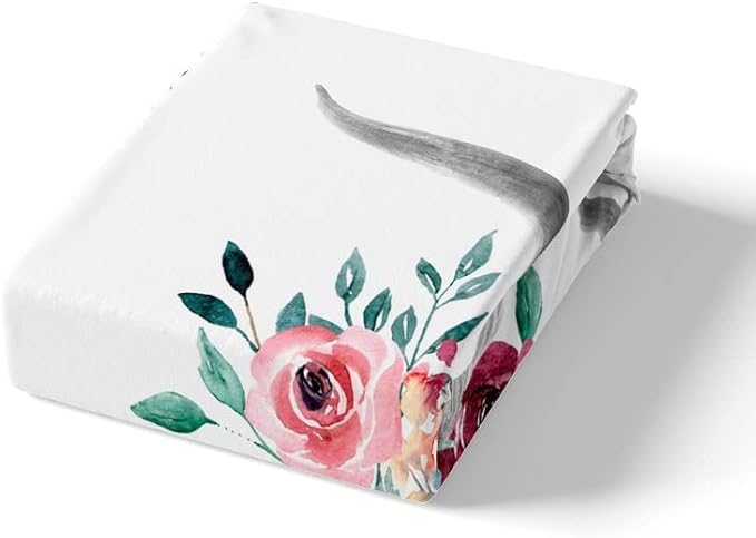 Feelyou Cow Duvet Cover Set Highland Cattle Flowers Comforter Cover Floral Printed Bedding Set for Kids Adults 1 Duvet Cover & 2 Pillowcases