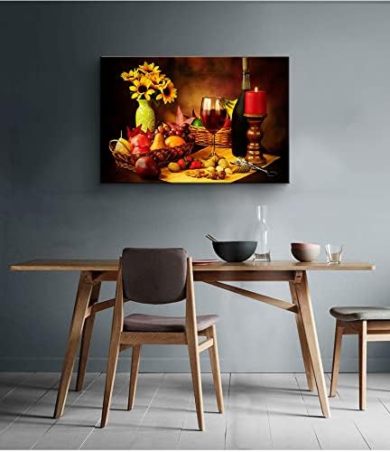 Mistyefly Dining Room Wall Decor Wine Decor Kitchen Wall Art Wine Kitchen Poster Food Art Fruit Canvas Wall Art Dining Room Bar Ready to Hang (12''Hx18''W)