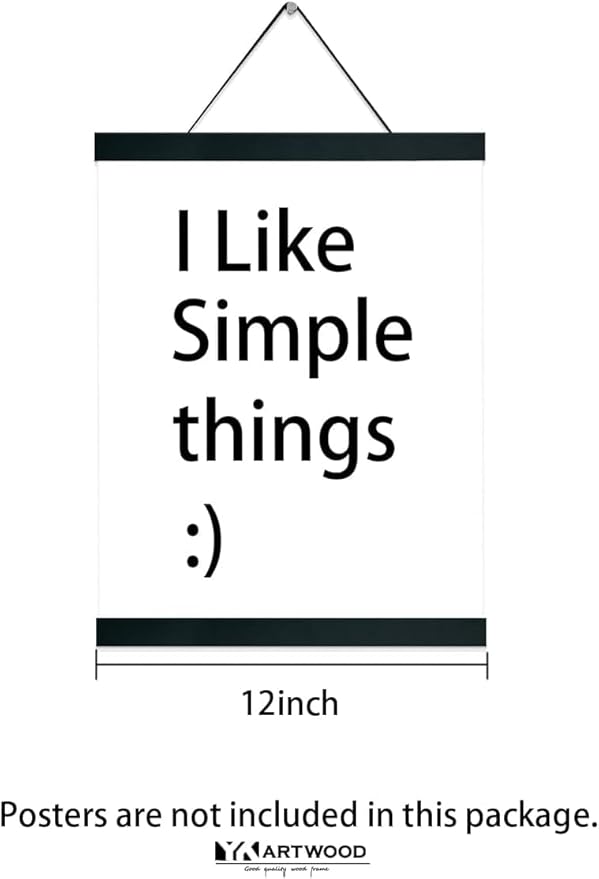 4 Pack Magnetic Poster Hanger Frame 12 inch Black,12x16 12x18 12x20 12x24 Wood Magnet Frames Hangers for Photos, Pictures, Prints, Maps, Canvas Artwork,Diamond Art Painting,Canvas Hanger