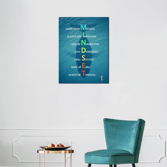 Motivational Canvas Wall Art for Office Whale Inspirational Entrepreneur Quotes Mindset Poster Print Artwork Painting Picture for Framed Home Decoration Living Room Ready to Hang [18''W X 24''H]