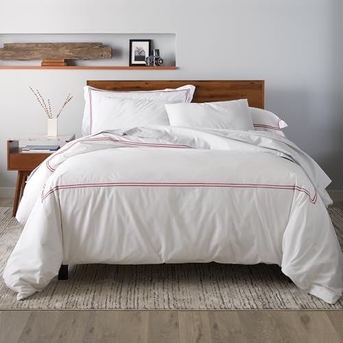 Ella Jayne Twin Duvet Cover (2 Pieces), 100% Cotton Percale, Twin/Twin XL, Soft, Breathable & Lightweight Including Duvet Cover Twin (1 Piece) 68" x 90" Inches with 1 Pillow Shams (Red Design)