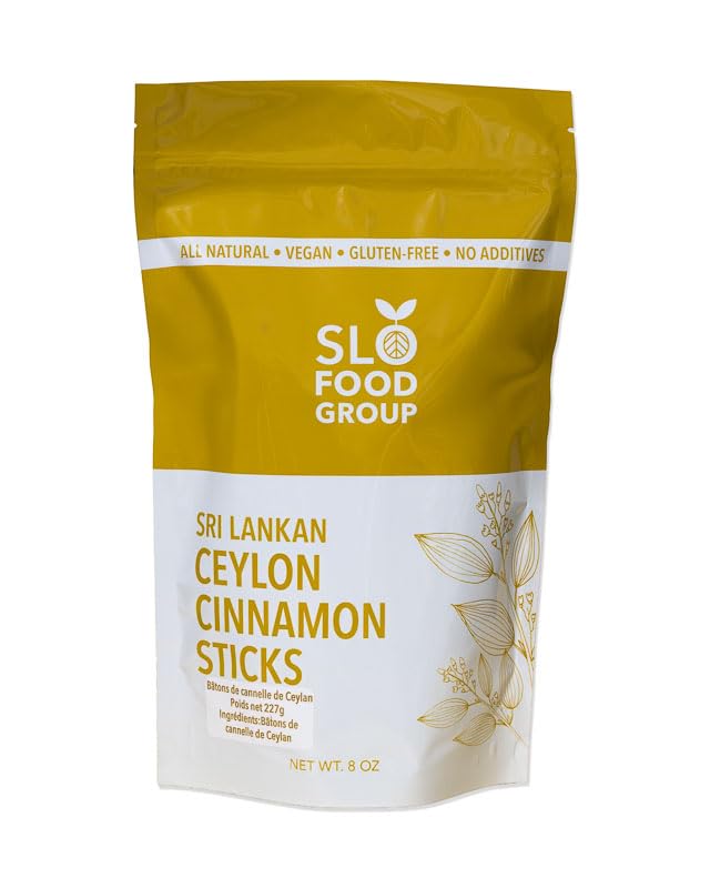 Slofoodgroup Ceylon Cinnamon Sticks - Pure Ceylon Cinnamon Quills 5 Inch Cut Cinnamon Spice from Sri Lanka, True Cinnamon - Cinnamomum Verum, 8 OZ.