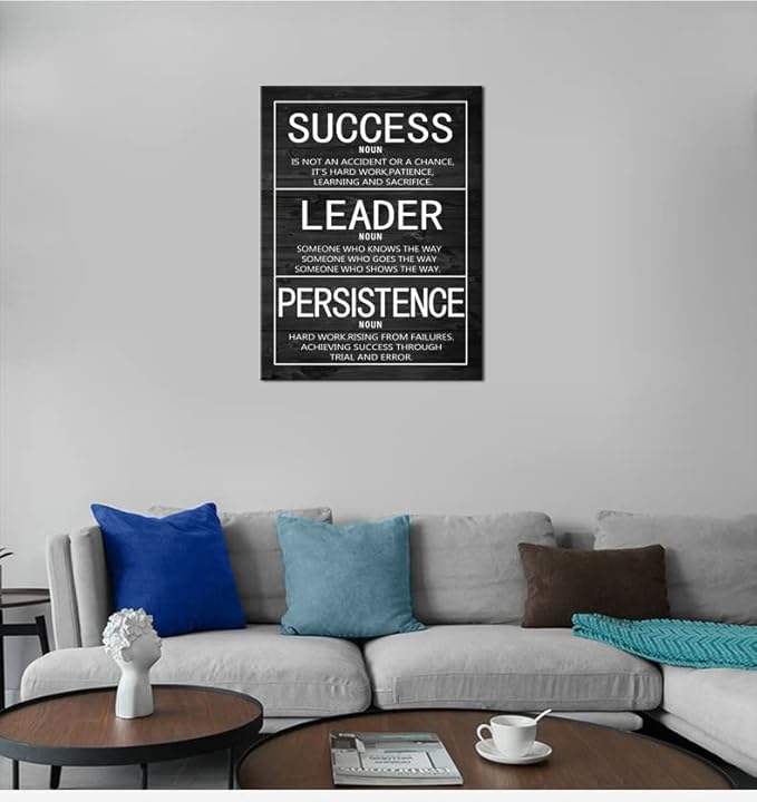 Success Leader Persistence Inspirational Wall Art Motivational Poster Motivation Quotes Canvas Prints Artwork for Office Modern Home Decor Painting Stretched and Framed Ready to Hang [30''Wx 40''H]