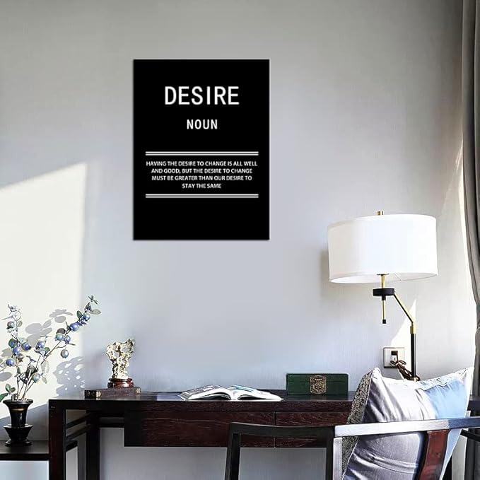 WYJZDZQ8 Desire Noun Motivational Posters Inspirational Wall Art Picture Prints on Canvas Modern Home Decor Painting Artwork for Living Room Office Stretched and Framed Ready to Hang [18''W x 24''H]