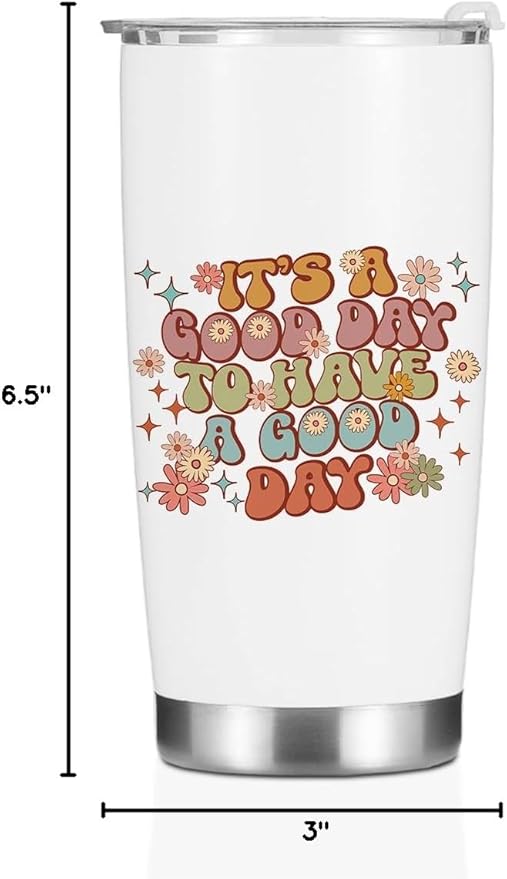Positive Quotes Tumbler, Inspirational Gifts for Women Friend Boss Birthday Christmas, Retro Flower Mental Health Gifts Coffee Mug Stainless Steel Vacuum Insulated Double Wall Travel Cup with Lid，20oz