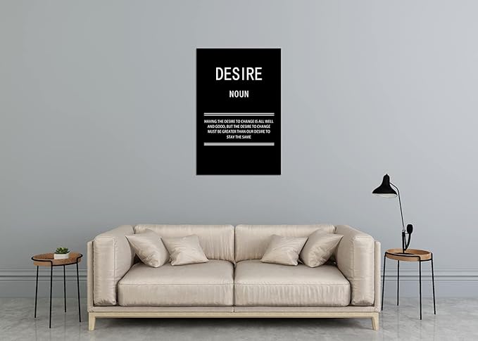 WYJZDZQ8 Desire Noun Inspirational Canvas Office Print Wall Art Motivational Picture Poster Painting Modern Inspiring Artwork for Home Living Room Bedroom Decor Ready to Hang [24''W x 36''H]