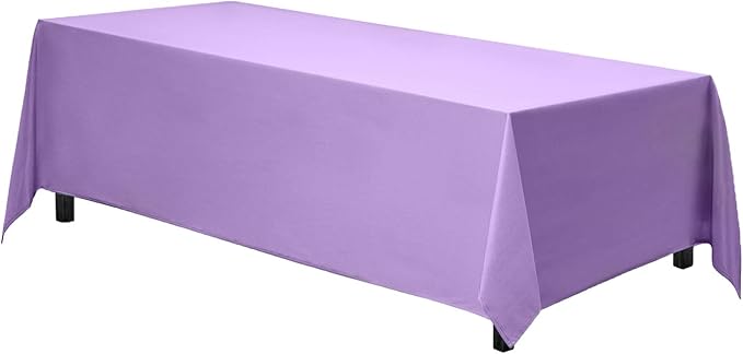 Gee Di Moda Rectangle Tablecloth - 90 x 156 Inch Lavender Table Cloth for 8 Foot Table with Floor-Length Drop - Heavy Duty Washable Fabric - 8 Ft Buffet Table, Holiday Party, Wedding & Baby Shower