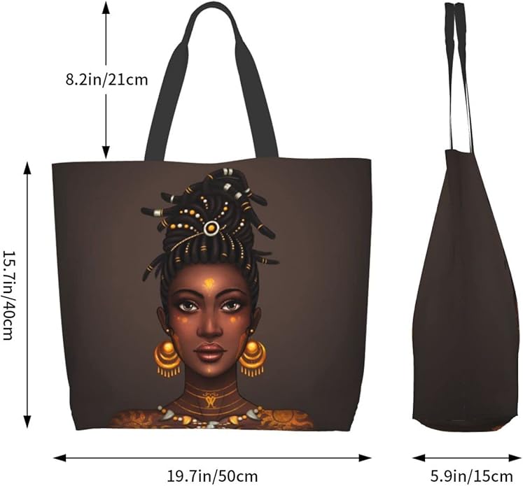 IAGM Women Tote Bags African American Woman Shoulder Bag Afro Black Girl Magic Satchel Handbags For Shopping,Work,Grocery,Gym