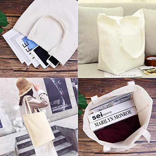 Canvas Tote Bags - 2 Pcs Multi-Purpose Reusable Bags - Perfect for Grocery, Shoppping & DIY Gifts