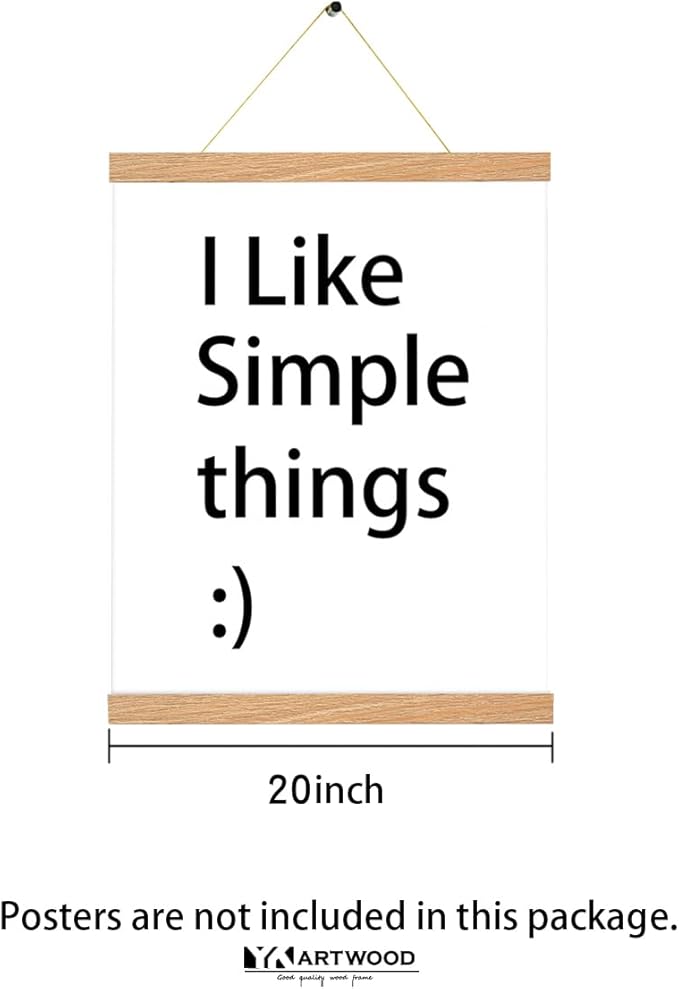 3 Pack Magnetic Poster Hanger Frame 20 Inch Pine Color,20x24 20x30 20x28 Poster Frame Wood Magnet Frames Hangers for Photos Pictures Prints Maps Scrolls Canvas Artwork Diamond Art Painting