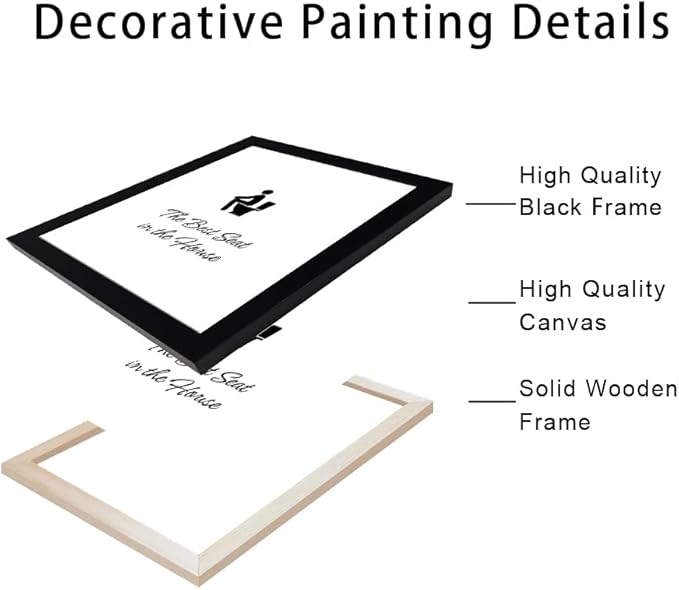 Black & White Bathroom Wall Art: Framed Quote, Trendy Design, Restroom Decor