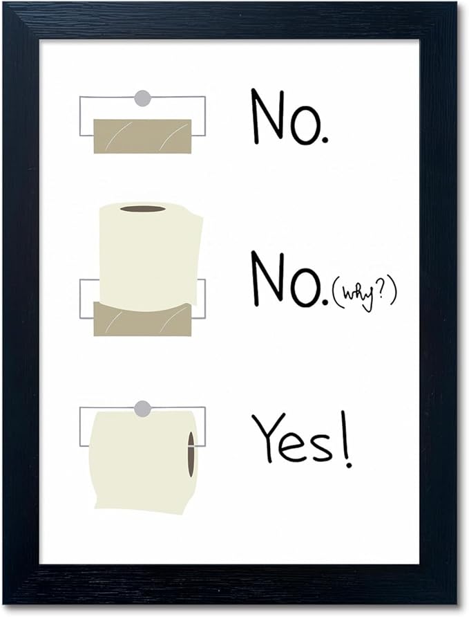Bathroom Picture Wall Decor, Toilet Paper Bathroom Rule Wall Art, Bathroom Sign, Bahtoom Quote Paintings for Wall