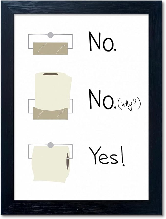 Bathroom Decor Wall Art, Toilet Paper Bathroom Rule Wall Art, Bathroom Sign, Bahtoom Quote Paintings for Wall