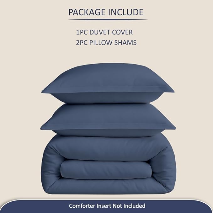 eBeddy Linens Lake Blue Solid Duvet Cover Set King XL 116x98 Size 800 TC Certified Egyptian Cotton Luxury Soft & Breathable Comforter Cover and 2 Pillow Sham with Zipper Closer & Corner Ties