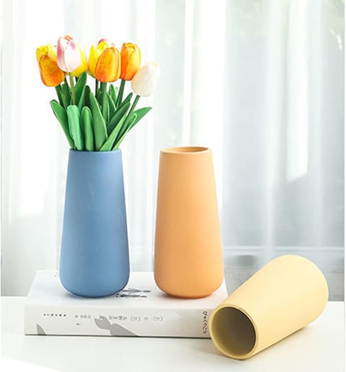 Blue Ceramic Vase, 7.7" H, Minimalist Modern Home Decoration, Matte Design for Fireplace Bedroom Kitchen Living Room Centerpieces Office Desk, Fit for Holding Dried Flowers, Fresh Flowers