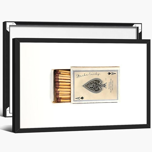 Retro Matches Poker Canvas Posters Vintage Ace of Spades Playing Cards Matchbox Wall Art 16x24 inch Black Framed Trendy Preppy Wall Decor Funky Aesthetic Prints for Living Room