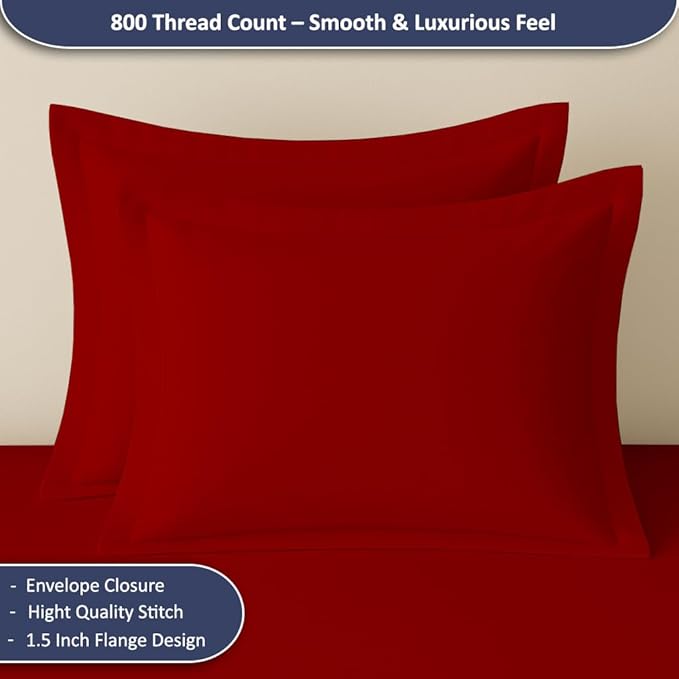 eBeddy Linens Burgundy Solid Duvet Cover Set Eastern King 118x110 Size 800 TC Certified Egyptian Cotton Luxury Soft & Breathable Comforter Cover and 2 Pillow Sham with Zipper Closer & Corner Ties